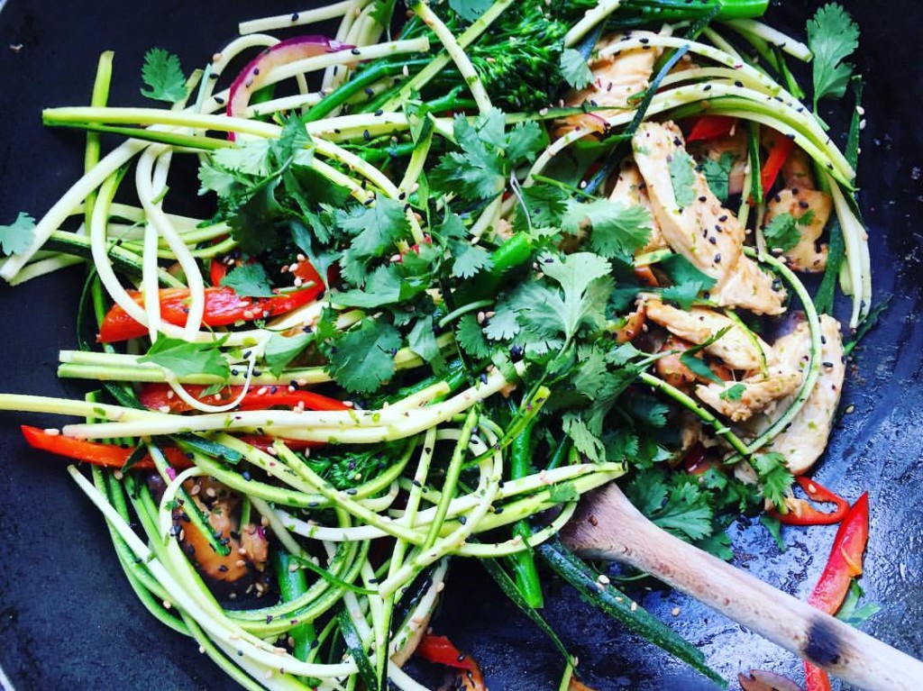 Gluten-free chicken stir-fry with courgette noodles